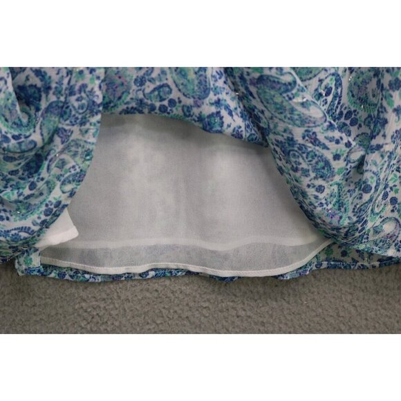 Joie Short Flutter Sleeve Paisley Semi-Sheer Top-Small/Petite-Fairy-Lined - Picture 5 of 12